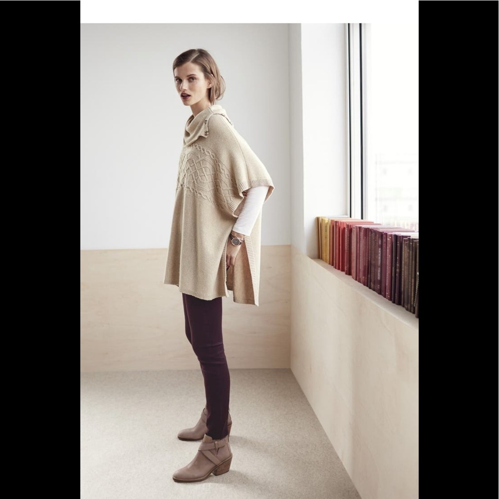 NWT NYDJ Women's Cable Cowl Neck Poncho Sweater